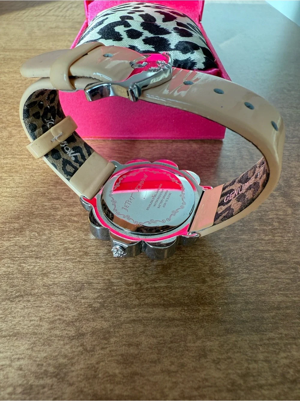 Betsey Johnson Pink Crystal Floral Bezel Watch